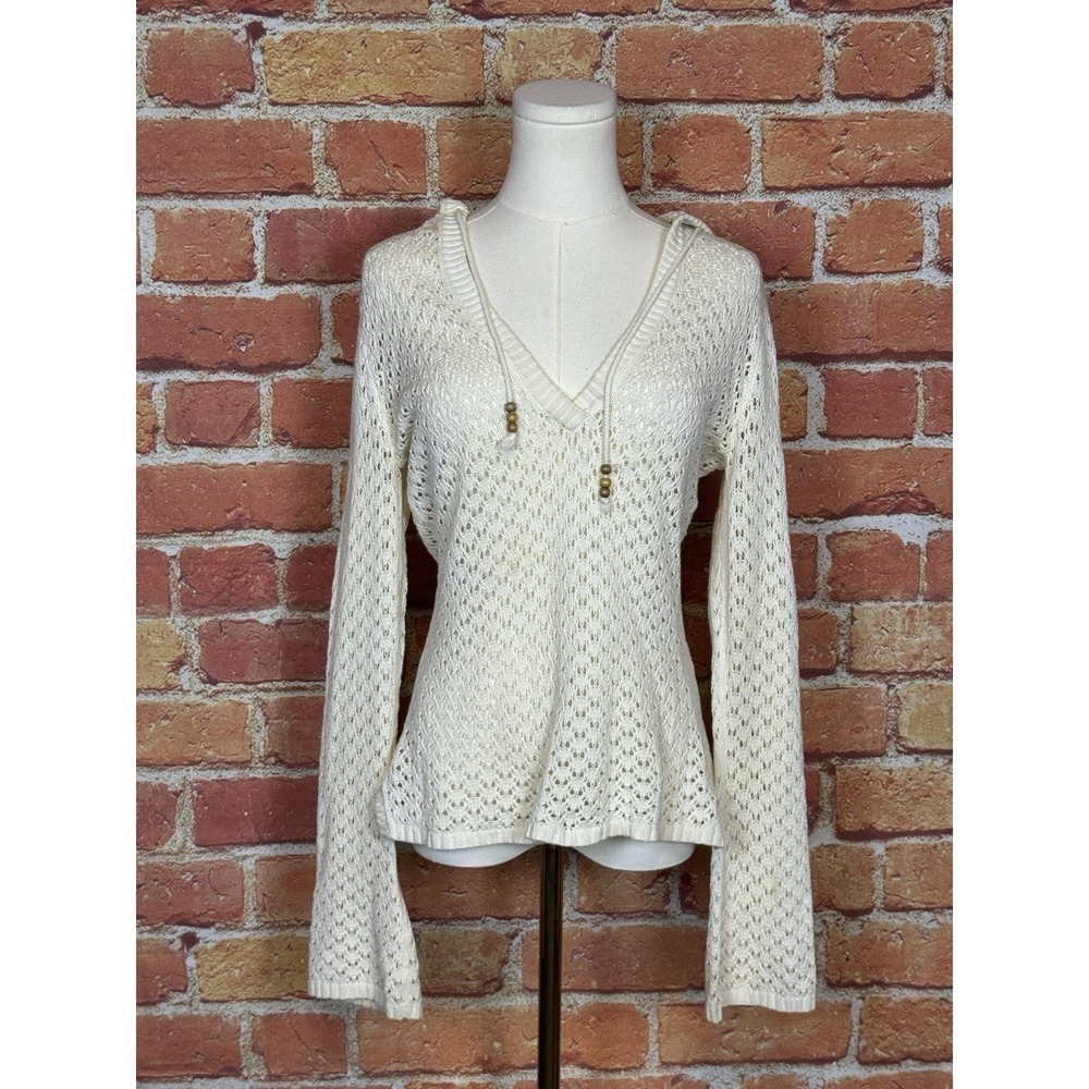 ATHLETA Womens Size Small Hoodie Sweater 100% Organic Cotton Beaded Lightweight